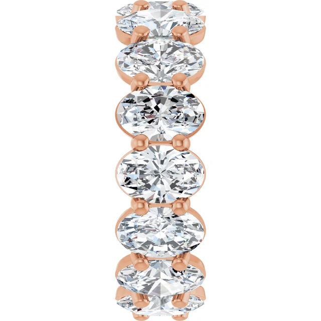 Oval cut lab-grown diamond eternity band in rose gold