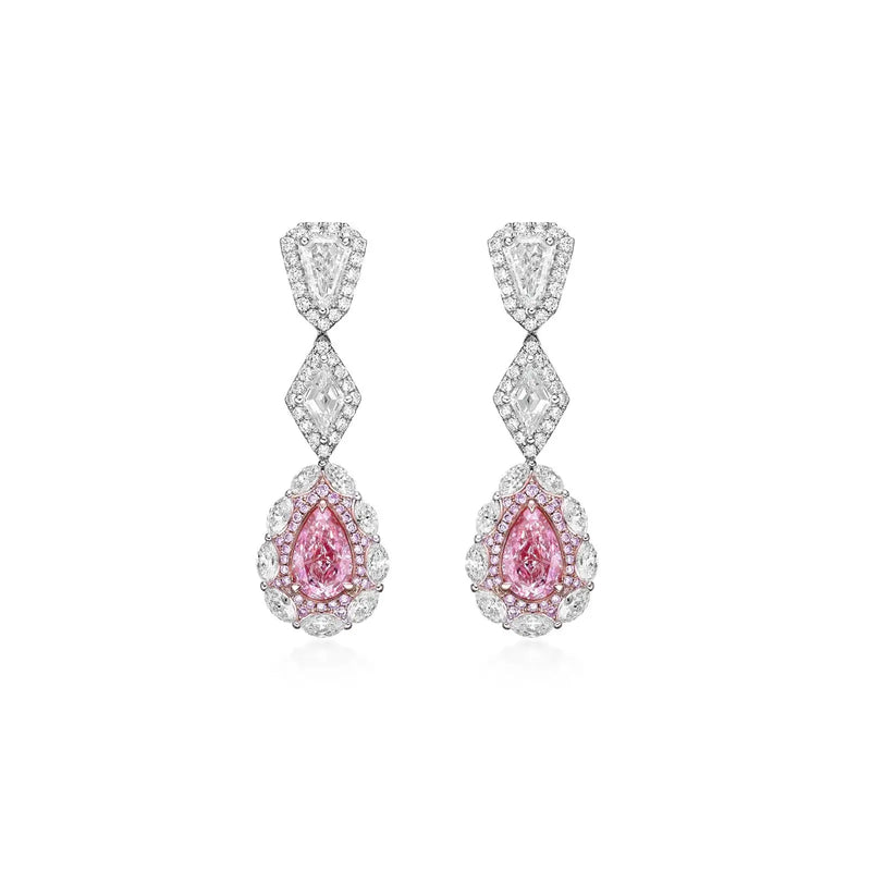 La Marquise №2, Natural Diamonds and Natural Fancy Pink Earrings