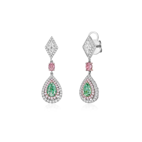 La Marquise №3, Natural Diamonds and Natural Fancy Diamonds Earrings
