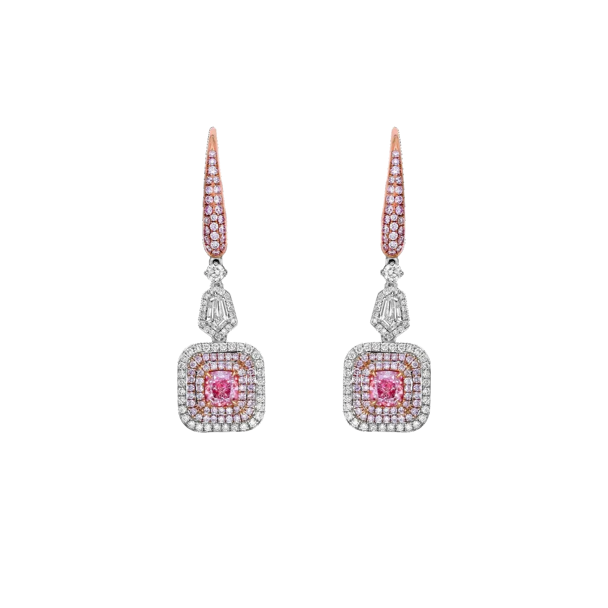 La Marquise №1, Natural Diamonds and Natural Fancy Pink Earrings