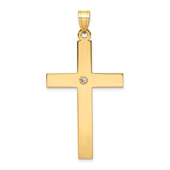 La Simple Croix Diamanté, Gold Cross Pendant