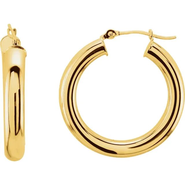 Round Tube Gold Hoop Earrings
