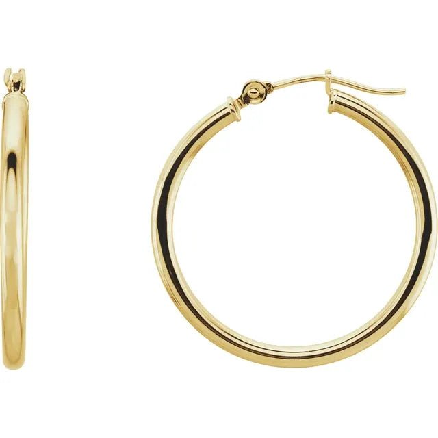 Round Tube Gold Hoop Earrings
