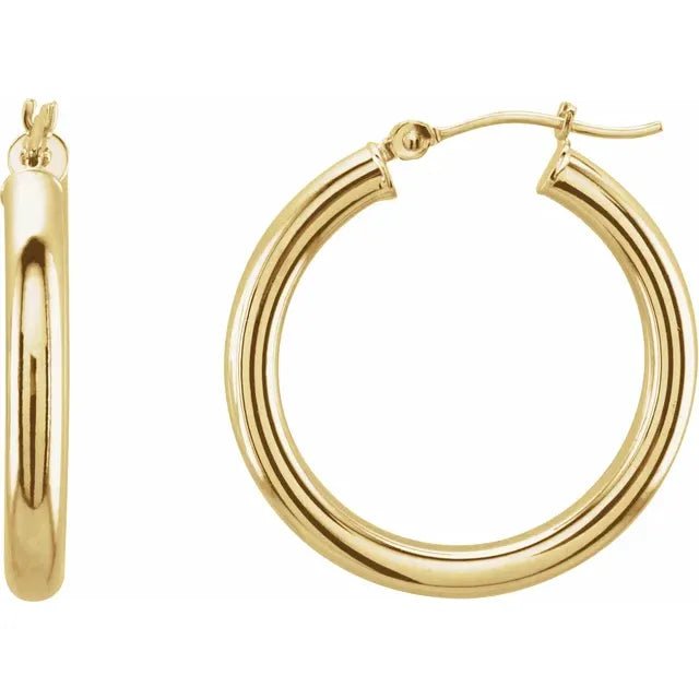 Round Tube Gold Hoop Earrings
