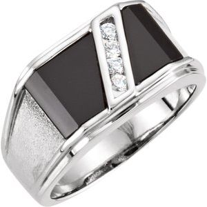 Natural Onyx & Natural Diamonds Ring