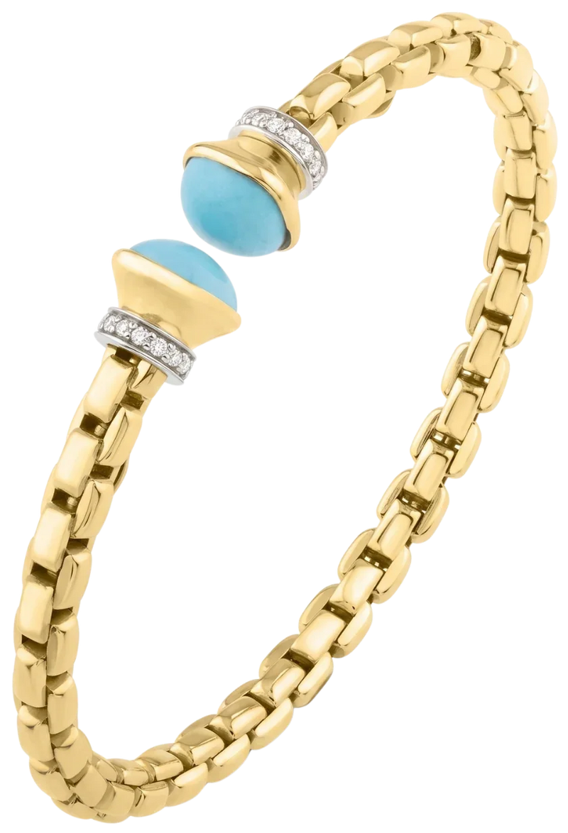 Azur de la Côte, Turquoise Diamond Box-Link Bangle