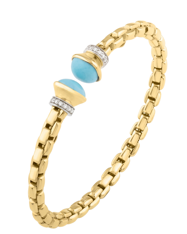 Azur de la Côte, Turquoise Diamond Box-Link Bangle