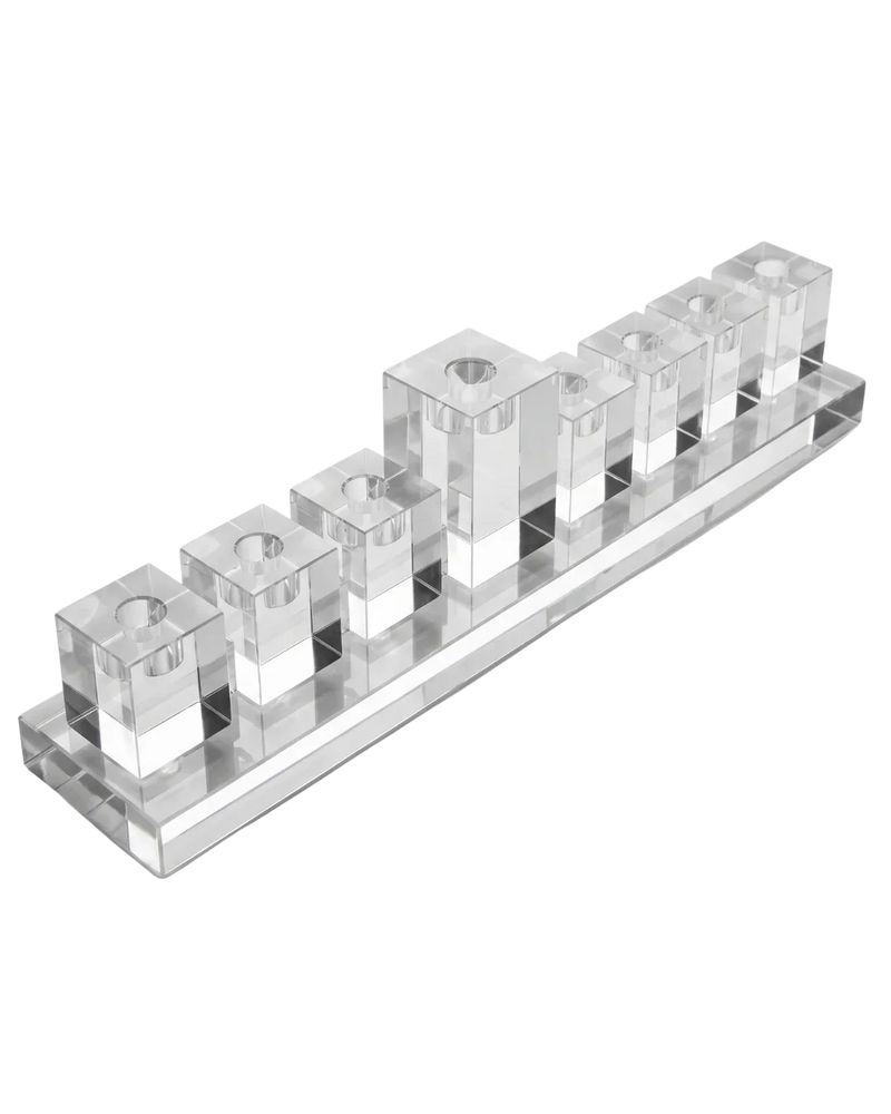 Le Menorah de Versailles, Clear Crystal Glass Menorah Holder