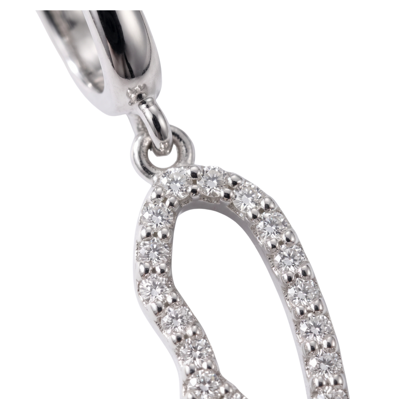 L'Aile de l'Ange, 14K White Gold Diamond Angel Wing Charm