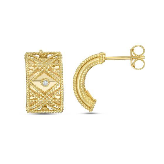 Éclat du Marais, 14K Gold Woven Diamond Stud Earrings