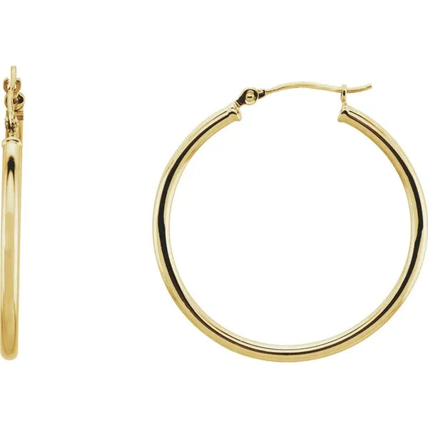 Pair of polished yellow gold hoop earrings