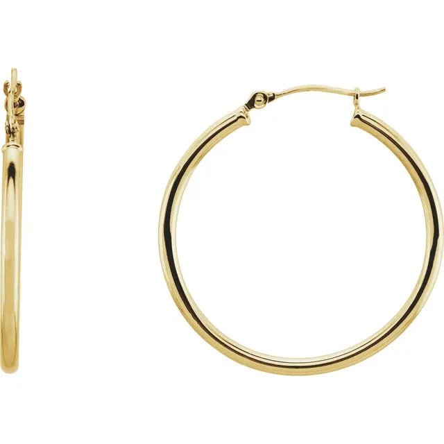 Round Tube Gold Hoop Earrings