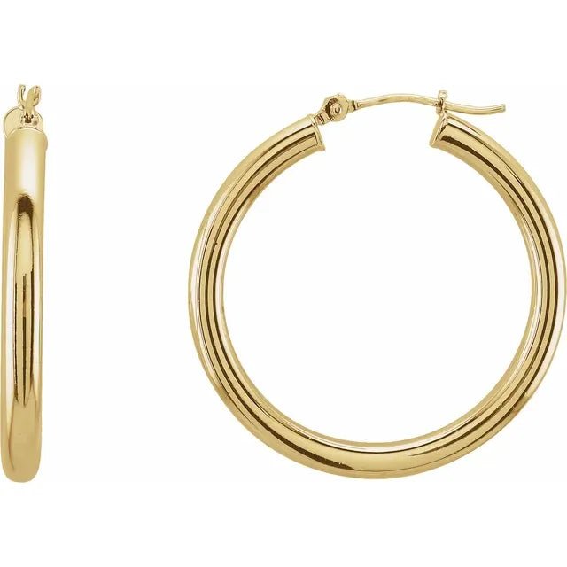 Round Tube Gold Hoop Earrings