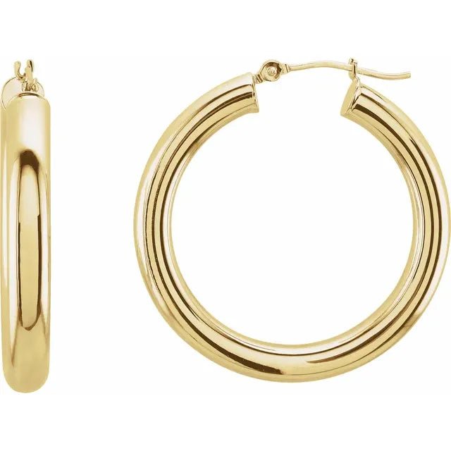 Round Tube Gold Hoop Earrings