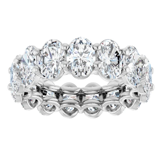 Oval cut lab-grown diamond eternity band in white gold