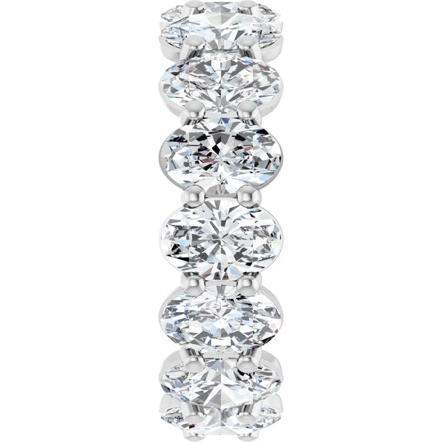 Oval-cut lab-grown diamond eternity band in a white gold setting