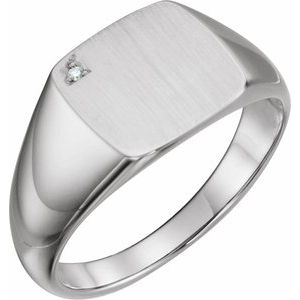 Square Minimalist Signet Ring with Natural Diamond