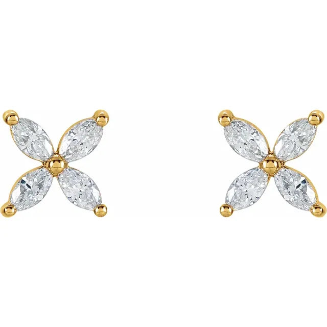 Les Petites Fleurs, Natural Diamond Cluster Marquise Earrings