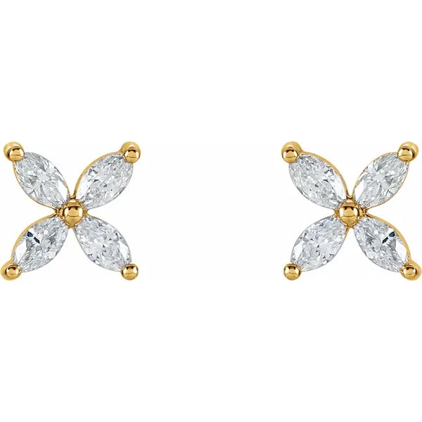 Les Petites Fleurs, Natural Diamond Cluster Marquise Earrings
