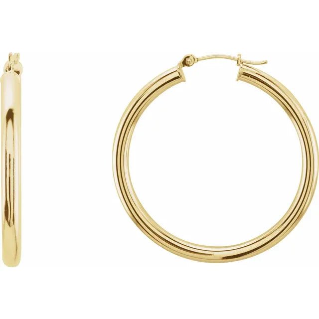 Round Tube Gold Hoop Earrings
