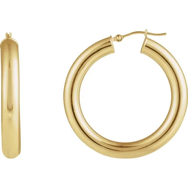 Round Tube Gold Hoop Earrings
