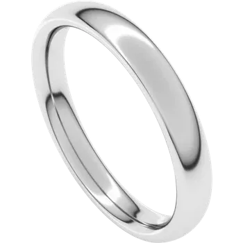 Polished silver wedding band with a smooth, minimalist design.