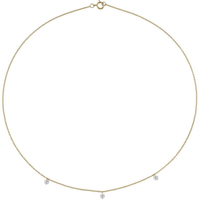 Les Petits Etoiles, 3-Stone Diamond Station Necklace