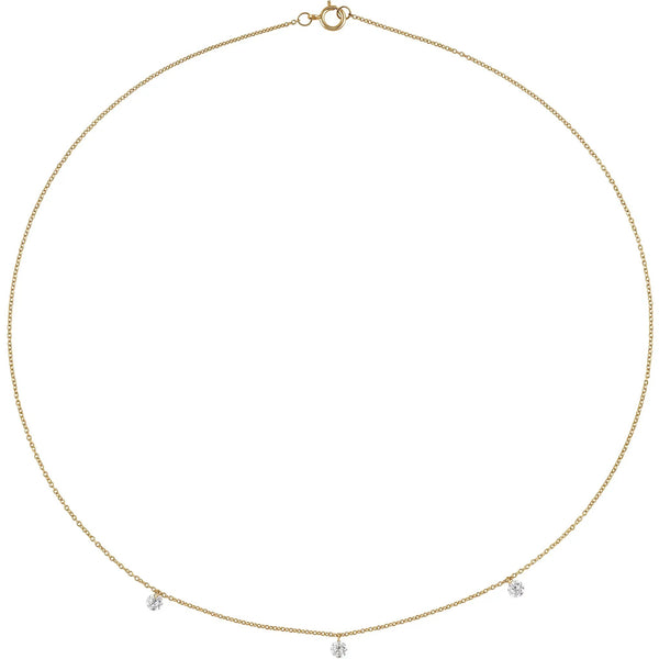 Les Petits Etoiles, 3-Stone Diamond Station Necklace