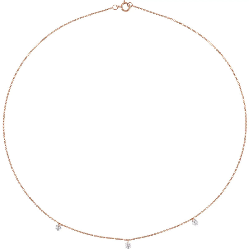 Les Petits Etoiles, 3-Stone Diamond Station Necklace