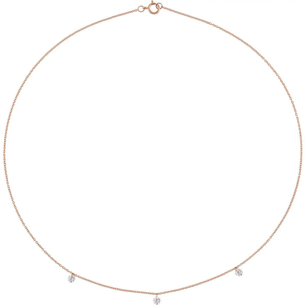 Les Petits Etoiles, 3-Stone Diamond Station Necklace