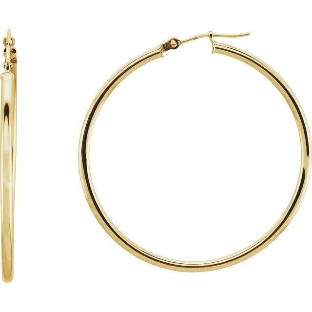 Round Tube Gold Hoop Earrings