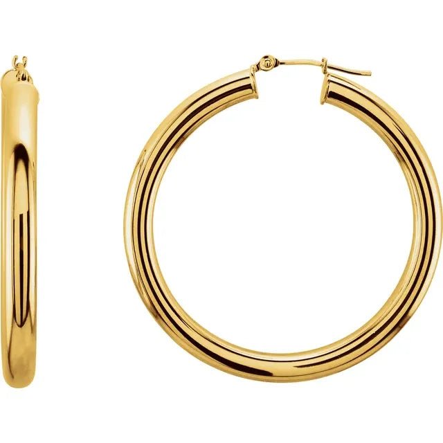 Round Tube Gold Hoop Earrings