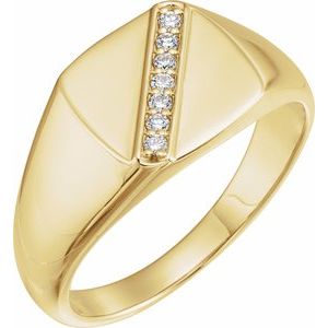 Grand Square Diamond Signet with Natural Diamonds