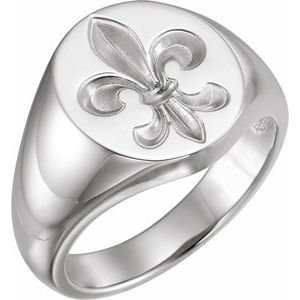 Oval Fleur-de-lis Signet Ring view 3