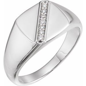 Grand Square Diamond Signet with Natural Diamonds
