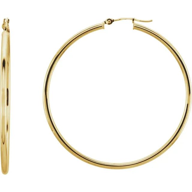 Round Tube Gold Hoop Earrings
