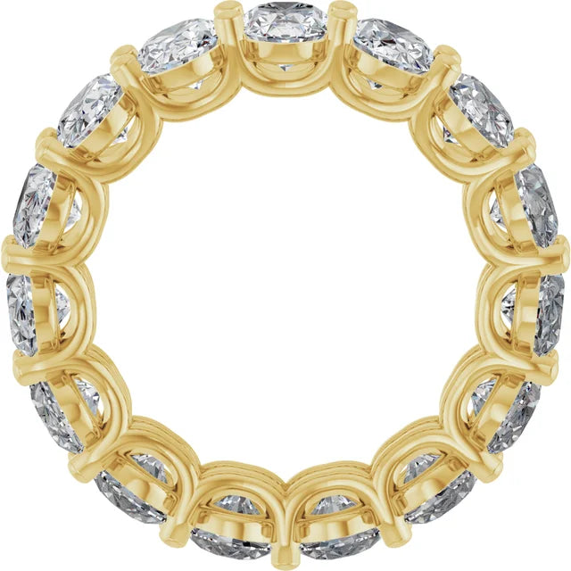 Yellow gold eternity band ring featuring round lab-grown diamonds in a prong setting
