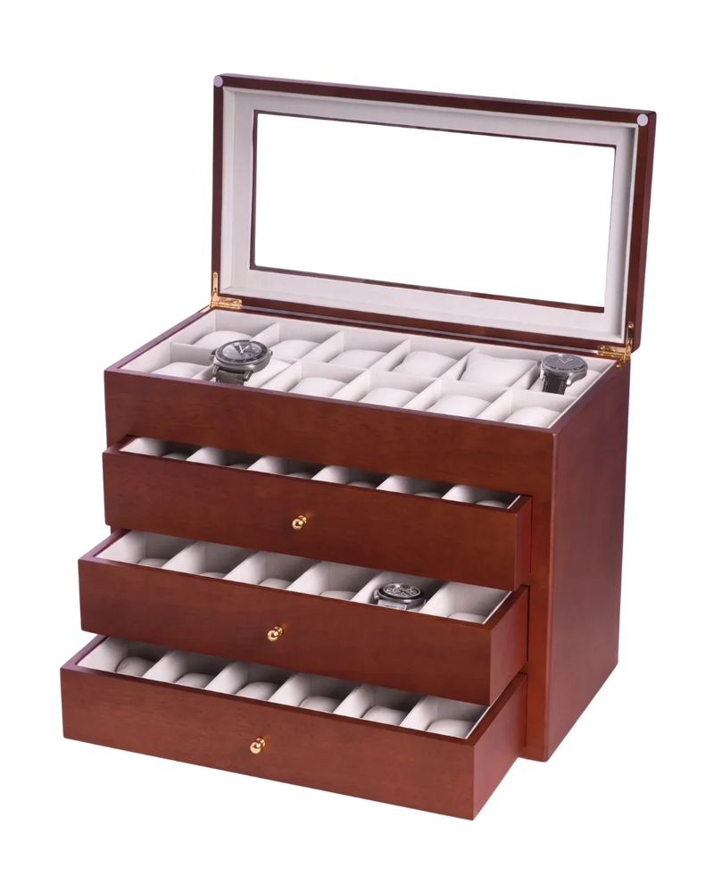 L'Écrin Royal de Giverny, Cherry Wood & Glass Watch Box