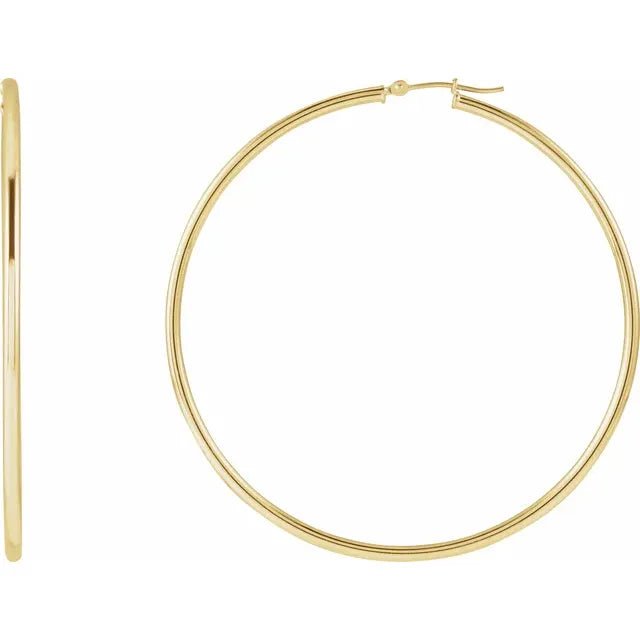 Round Tube Gold Hoop Earrings