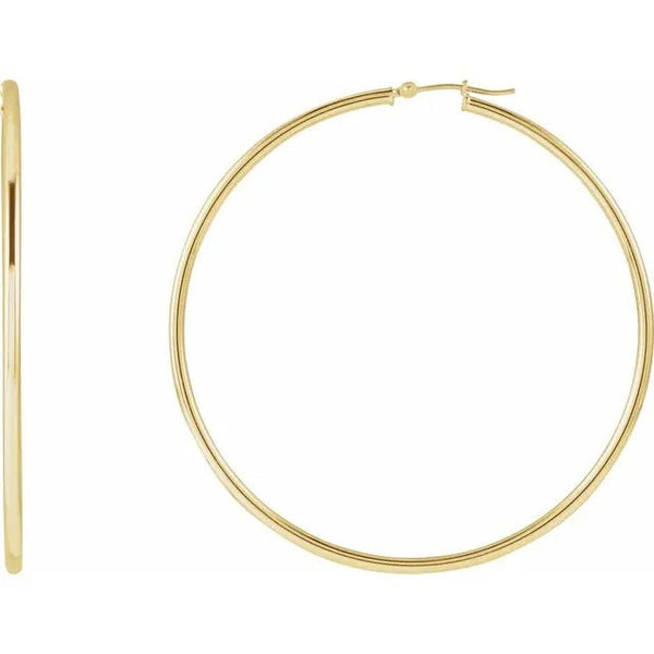 Round Tube Gold Hoop Earrings