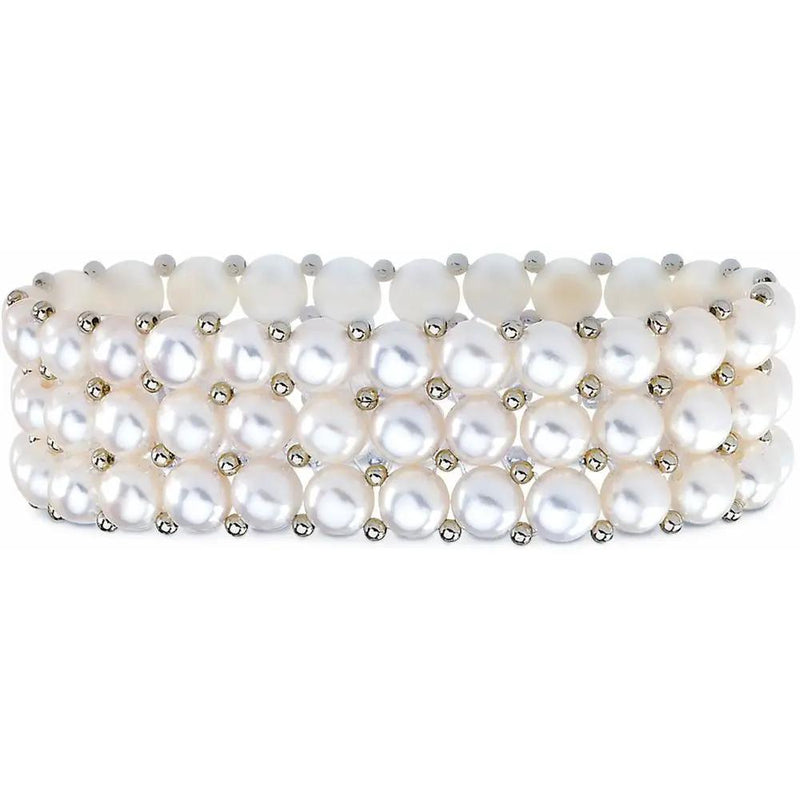 Rosée de Biarritz, Pearl & Silver Stretch Bracelet