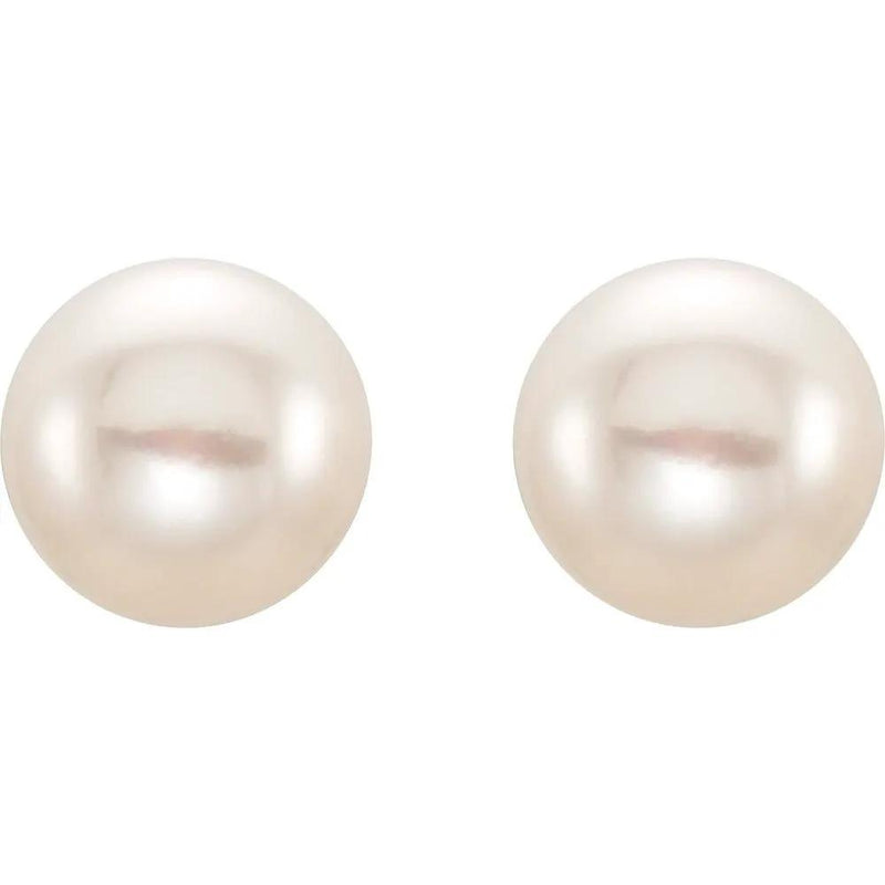 Rosée Matinale, 14K Yellow Gold White Freshwater Pearl Stud Earrings