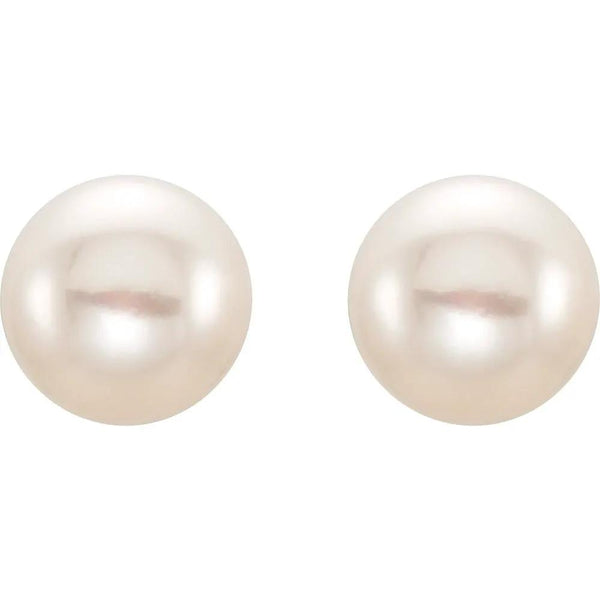 Rosée Matinale, 14K Yellow Gold White Freshwater Pearl Stud Earrings