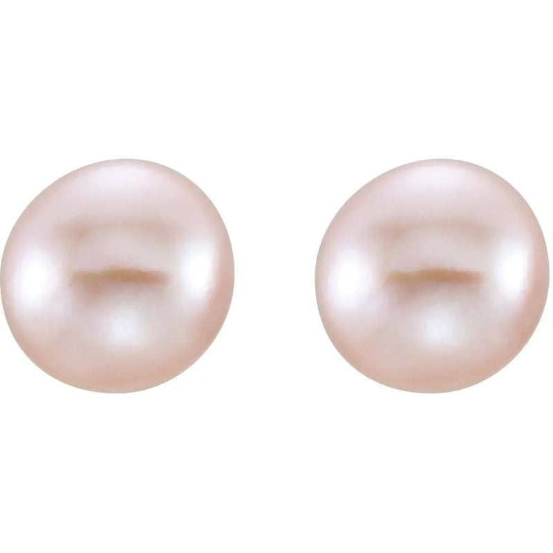 Rosée Matinale, 14K Yellow Gold Pink Freshwater Pearl Stud Earrings