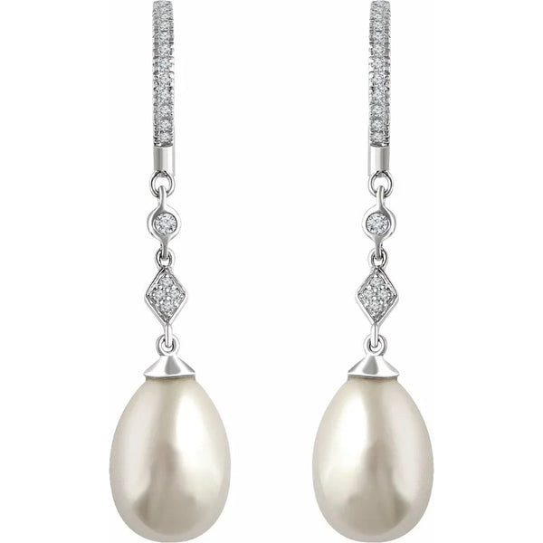 Larmes de Fontainebleau, Pearl & Diamond Drop Earrings