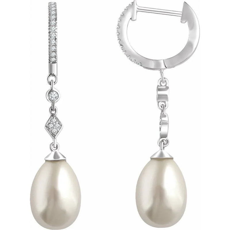 Larmes de Fontainebleau, Pearl & Diamond Drop Earrings