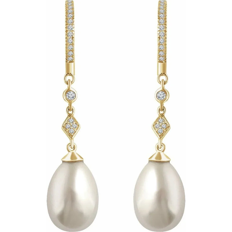 Larmes de Fontainebleau, Pearl & Diamond Drop Earrings