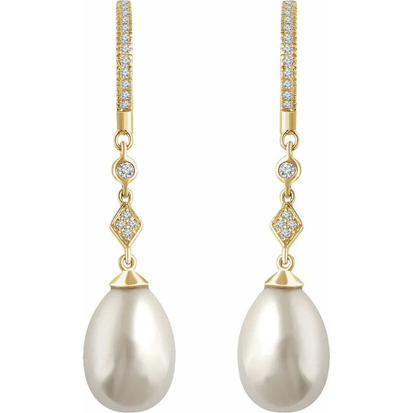 Larmes de Fontainebleau, Pearl & Diamond Drop Earrings
