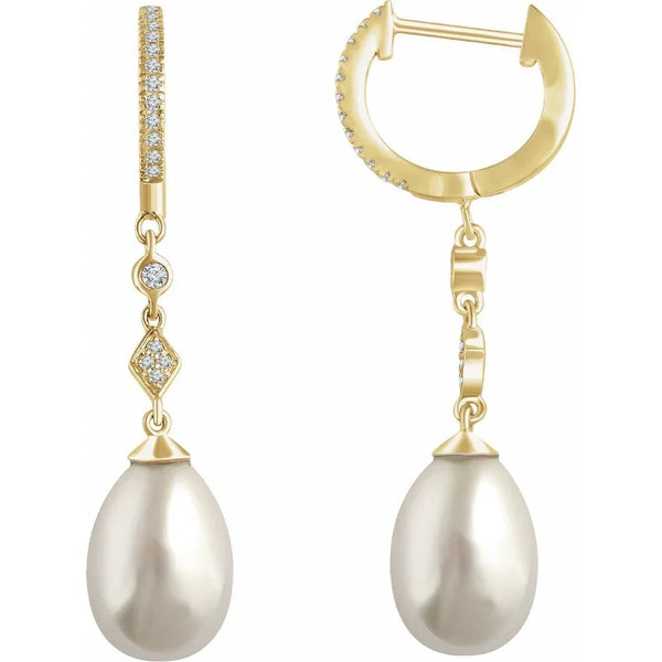 Larmes de Fontainebleau, Pearl & Diamond Drop Earrings