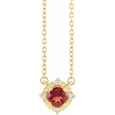 Le Cœur de Biarritz, Natural Garnet & Diamonds Halo Necklace